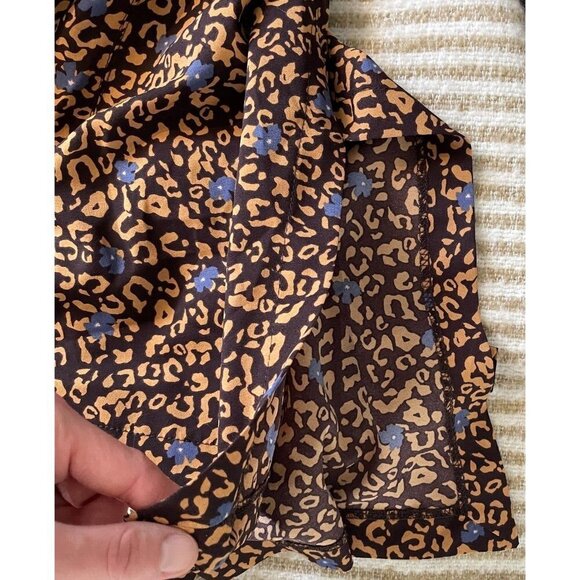 LOGO Lori Goldstein Maxi Dress Womens Sz 2X Plus Brown Leopard Button Oversized - Picture 7 of 13